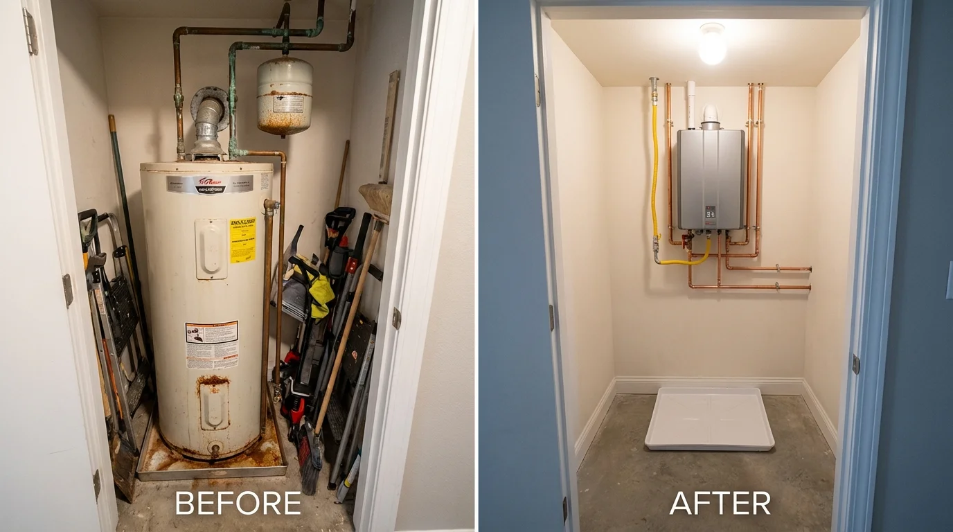 Tank water heater versus wall-mounted tankless unit comparison for Chagrin Falls, OH homeowners